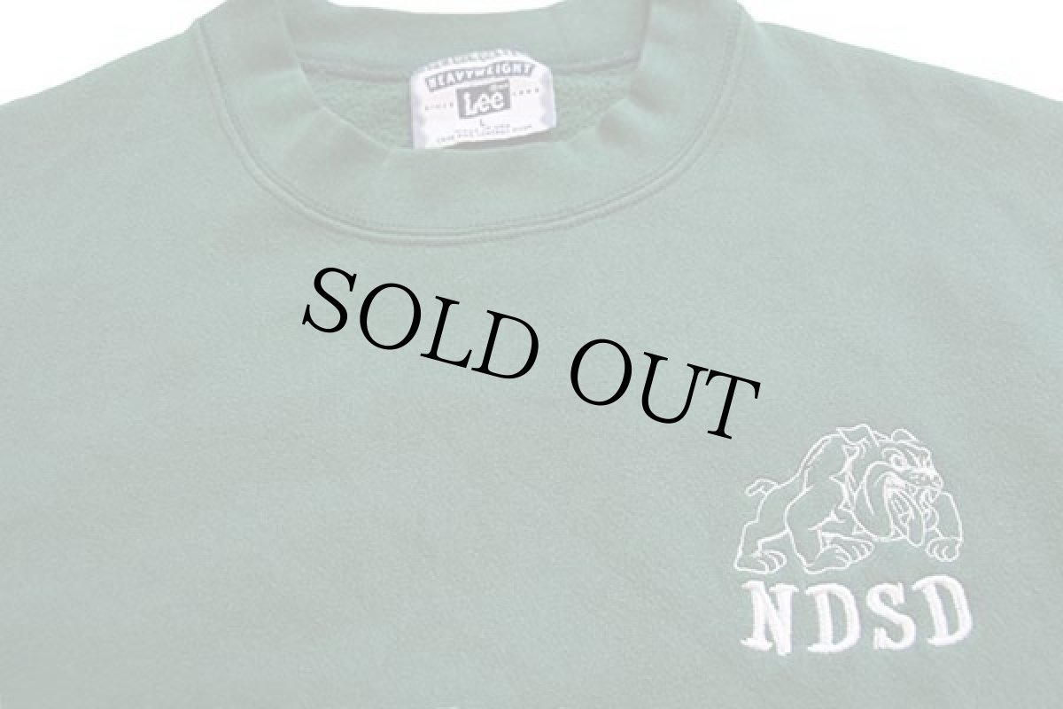 画像3: 90s USA製 Leeリー NDSD ブルドッグ 刺繍 スウェット 緑 L (3)