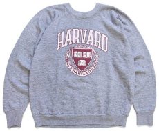 画像1: 80s HARVARD ひび割れプリント スウェット 杢グレー (1)