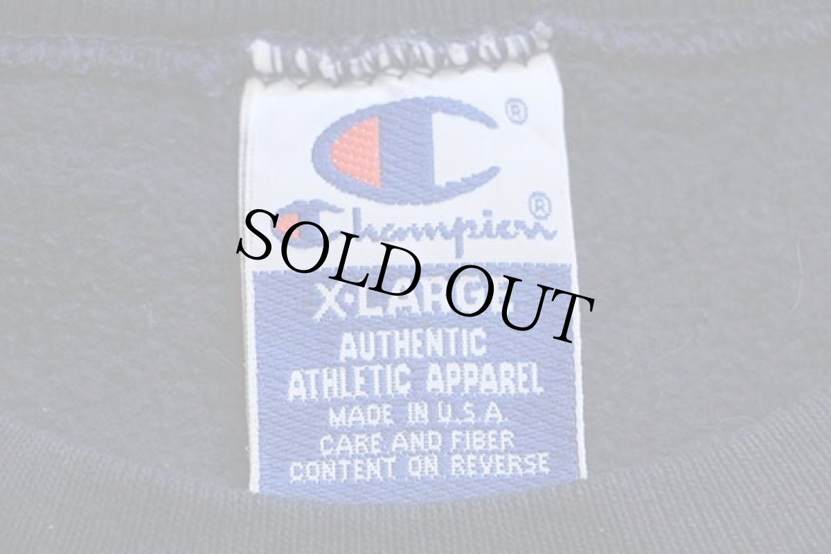 画像4: 90s USA製 Championチャンピオン ORONO SPARTANS ひび割れプリント スウェット 紺 XL (4)