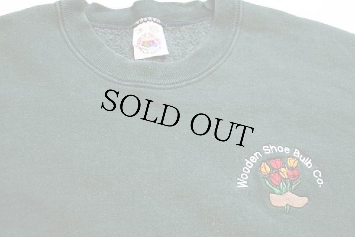 画像3: 90s USA製 Wooden Shoe Bulb Co. チューリップ 刺繍 スウェット 緑 XL (3)