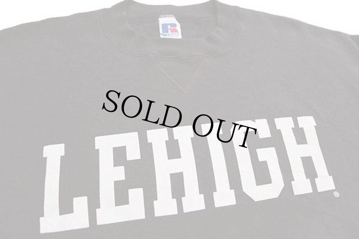 画像3: 90s USA製 RUSSELLラッセル LEHIGH 前V スウェット 焦げ茶 XL (3)