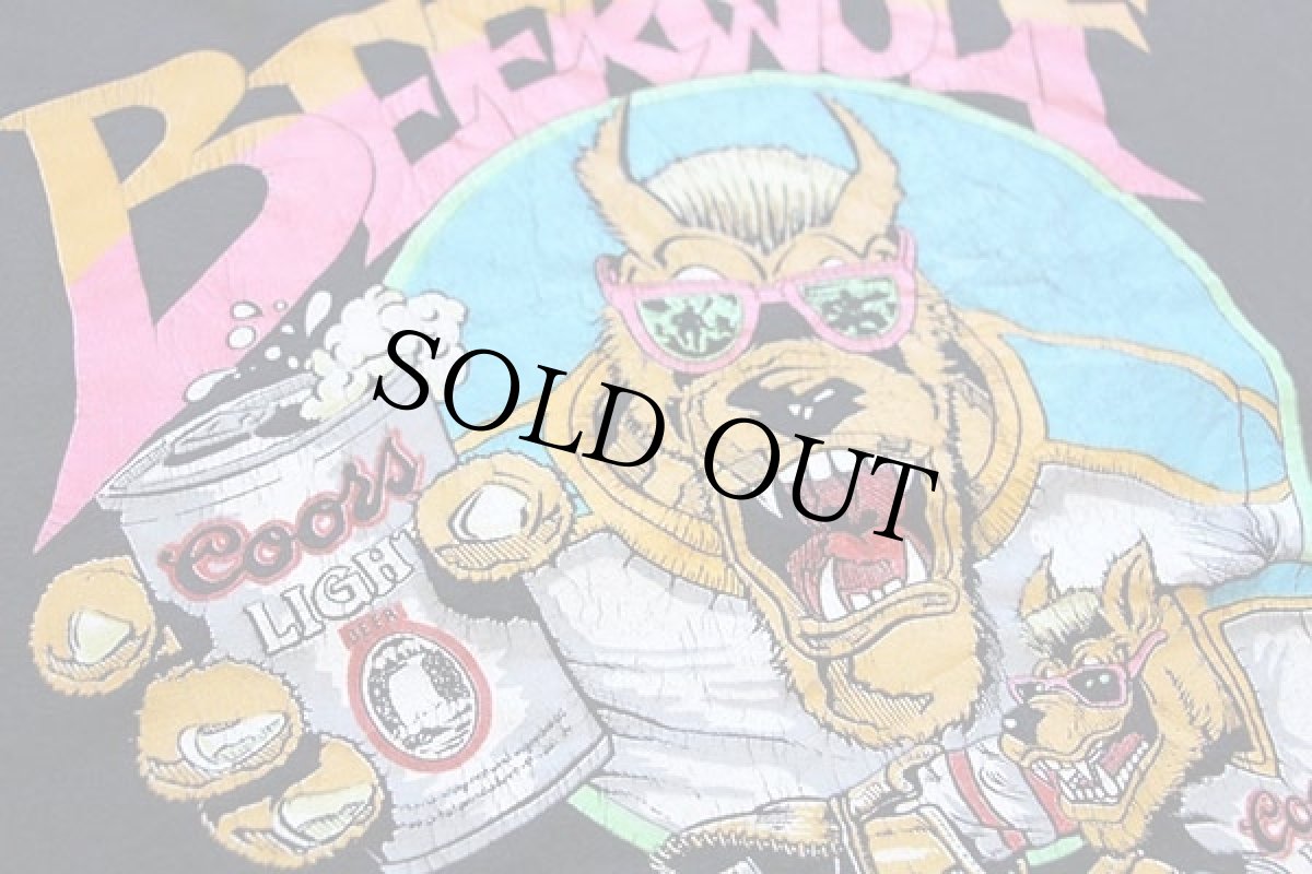 画像4: 80s Coors LIGHT BEER WOLF The Silver Bullet スウェット 黒 フェード (4)