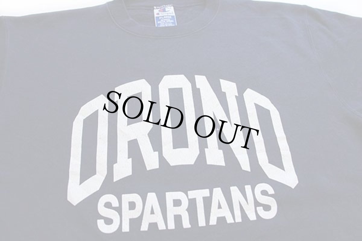 画像3: 90s USA製 Championチャンピオン ORONO SPARTANS ひび割れプリント スウェット 紺 XL (3)