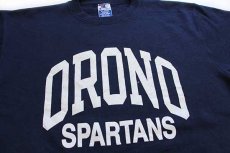 画像3: 90s USA製 Championチャンピオン ORONO SPARTANS ひび割れプリント スウェット 紺 XL (3)