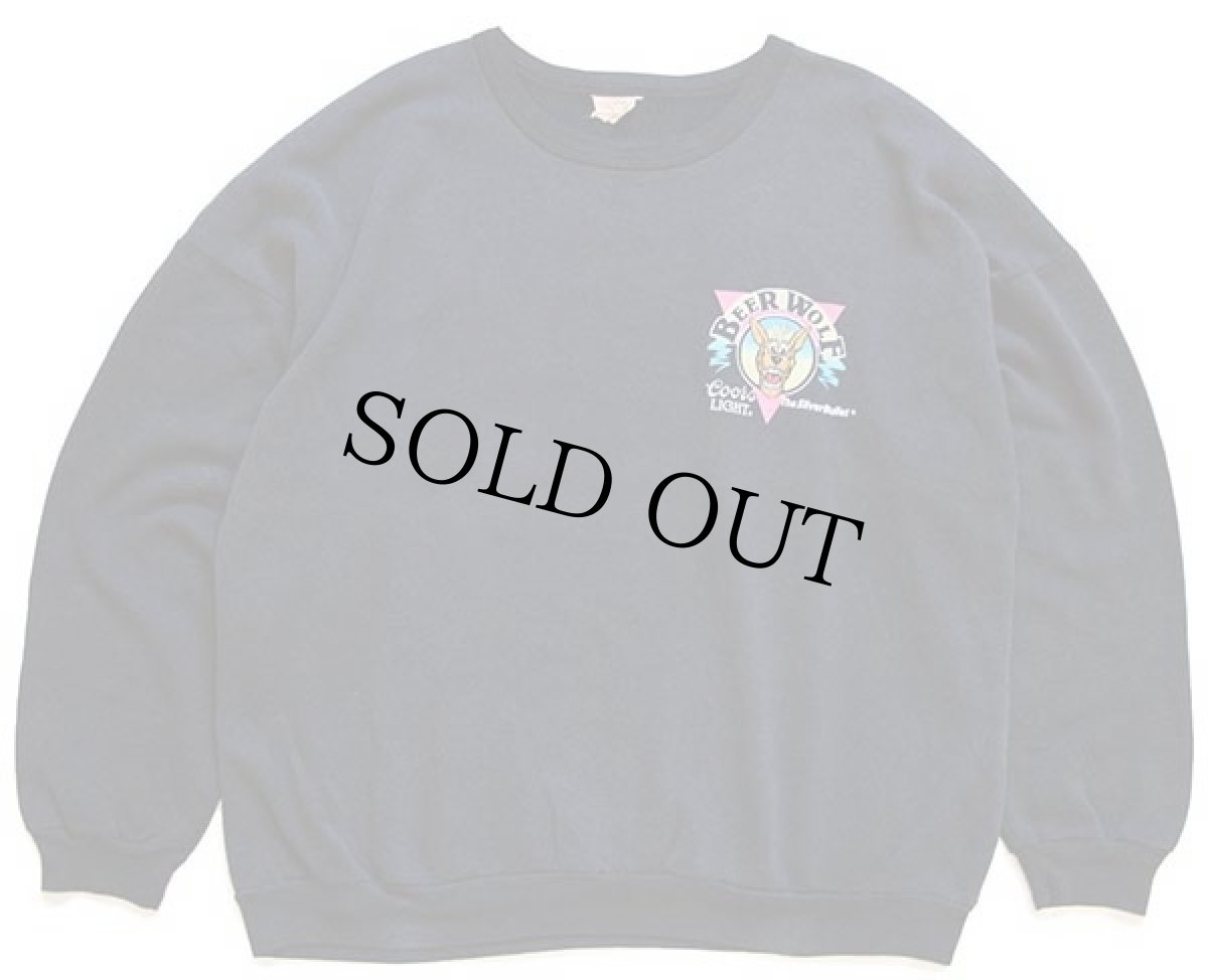 画像2: 80s Coors LIGHT BEER WOLF The Silver Bullet スウェット 黒 フェード (2)