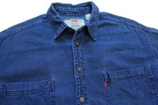 画像3: 90s Levi'sリーバイス カラーデニムシャツ 紺 L (3)