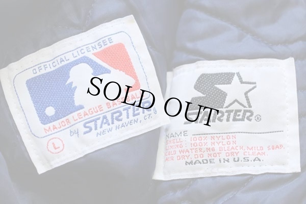 画像4: 90s USA製 STARTERスターター MLB New York Yankees ニューヨーク ヤンキース キルティングライナー ナイロンスタジャン 紺 L (4)