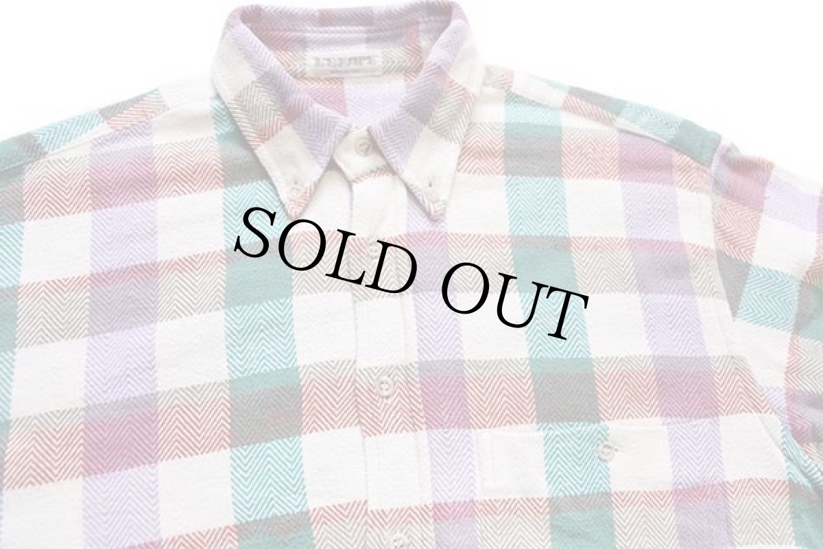 画像3: イタリア製 L'EQUIPE ブロックチェック ボタンダウン コットン フランネルシャツ 40 (3)