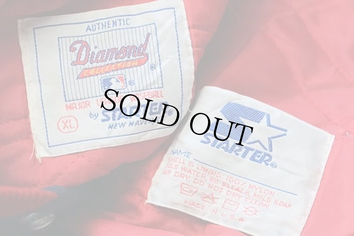 画像4: 90s USA製 STARTERスターター MLB Atlanta Braves キルティングライナー ナイロンスタジャン 紺 XL (4)