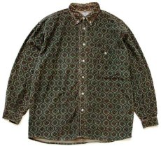 画像1: イタリア製 CLARK ボタンダウン 総柄 コットン プリントコーデュロイシャツ M (1)