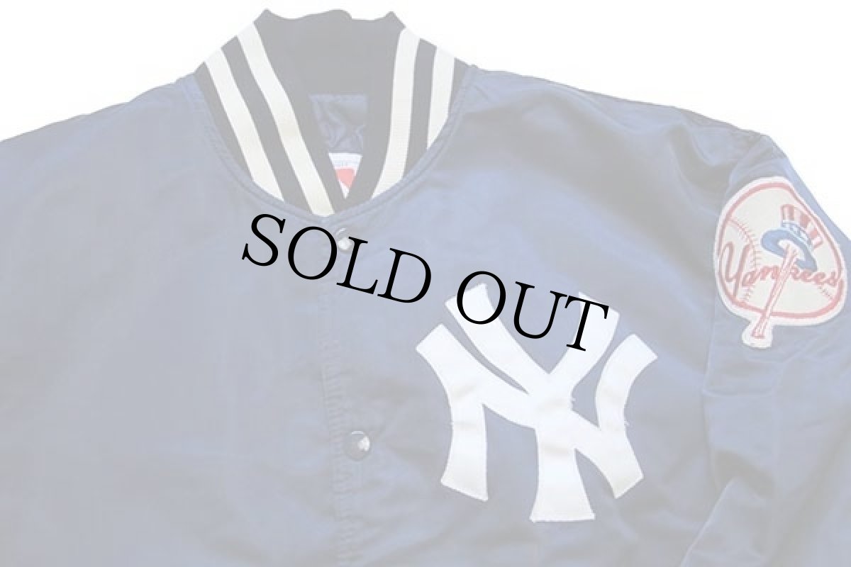 画像3: 90s USA製 STARTERスターター MLB New York Yankees ニューヨーク ヤンキース キルティングライナー ナイロンスタジャン 紺 L (3)