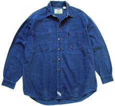 画像1: 90s Levi'sリーバイス カラーデニムシャツ 紺 L (1)