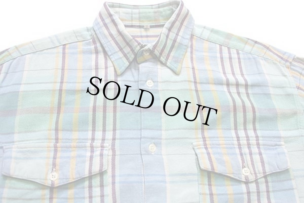 画像3: イタリア製 le CAMICIE マドラスチェック コットン フランネルシャツ M (3)