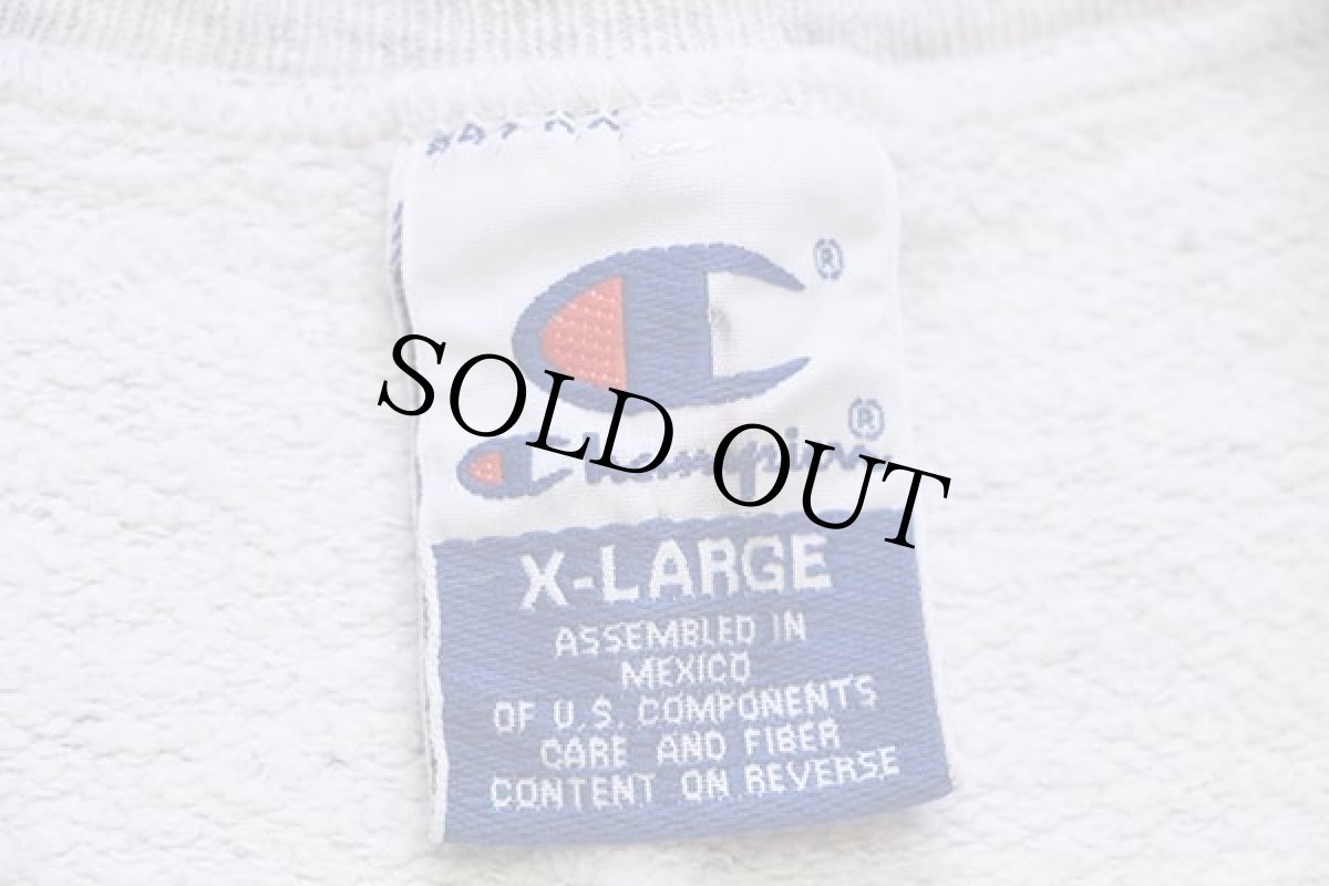 画像4: 90s メキシコ製 Championチャンピオン NOTRE DAME FOOTBALL 前V ツートン スウェット 杢ライトグレー XL (4)