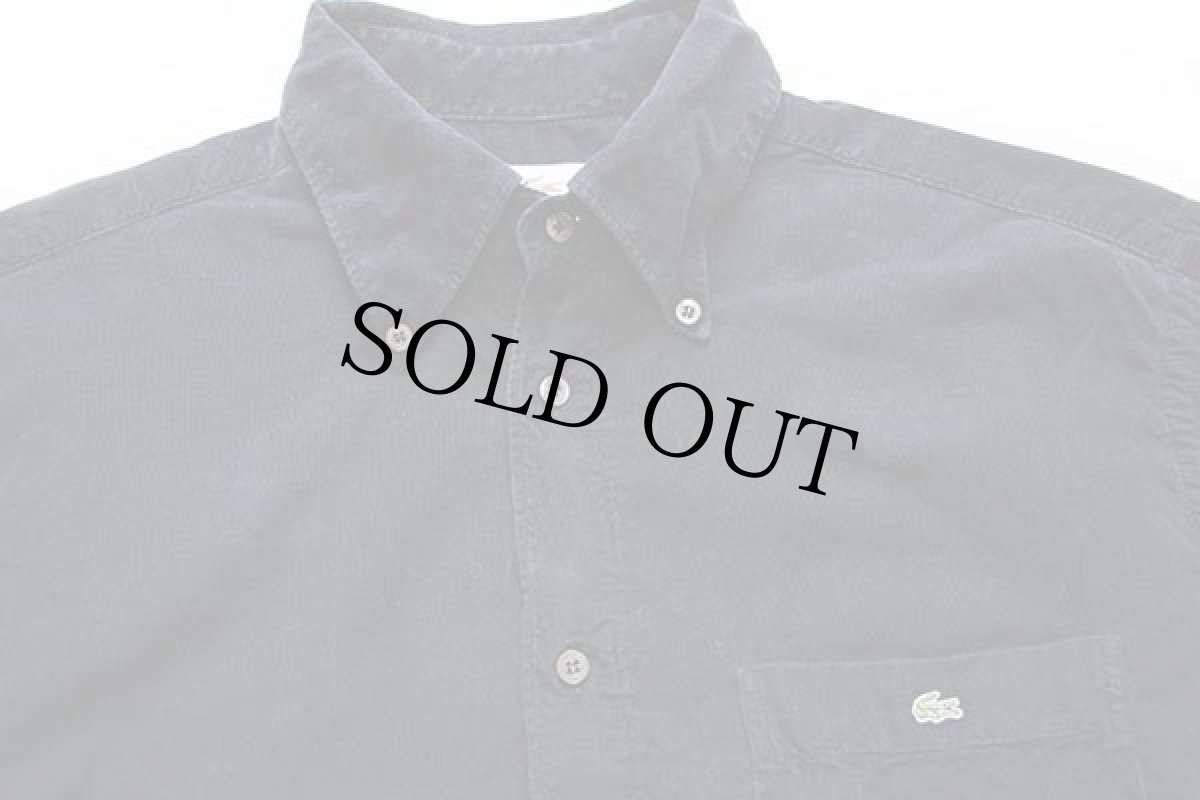 画像3: 90s LACOSTEラコステ ワンポイント ボタンダウン コットン コーデュロイシャツ 黒 42 (3)