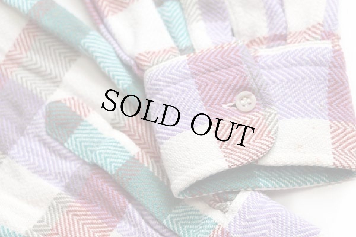 画像6: イタリア製 L'EQUIPE ブロックチェック ボタンダウン コットン フランネルシャツ 40 (6)