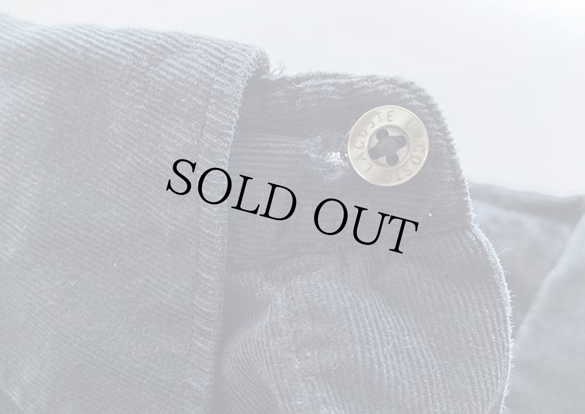 画像7: 90s LACOSTEラコステ ワンポイント ボタンダウン コットン コーデュロイシャツ 黒 42 (7)