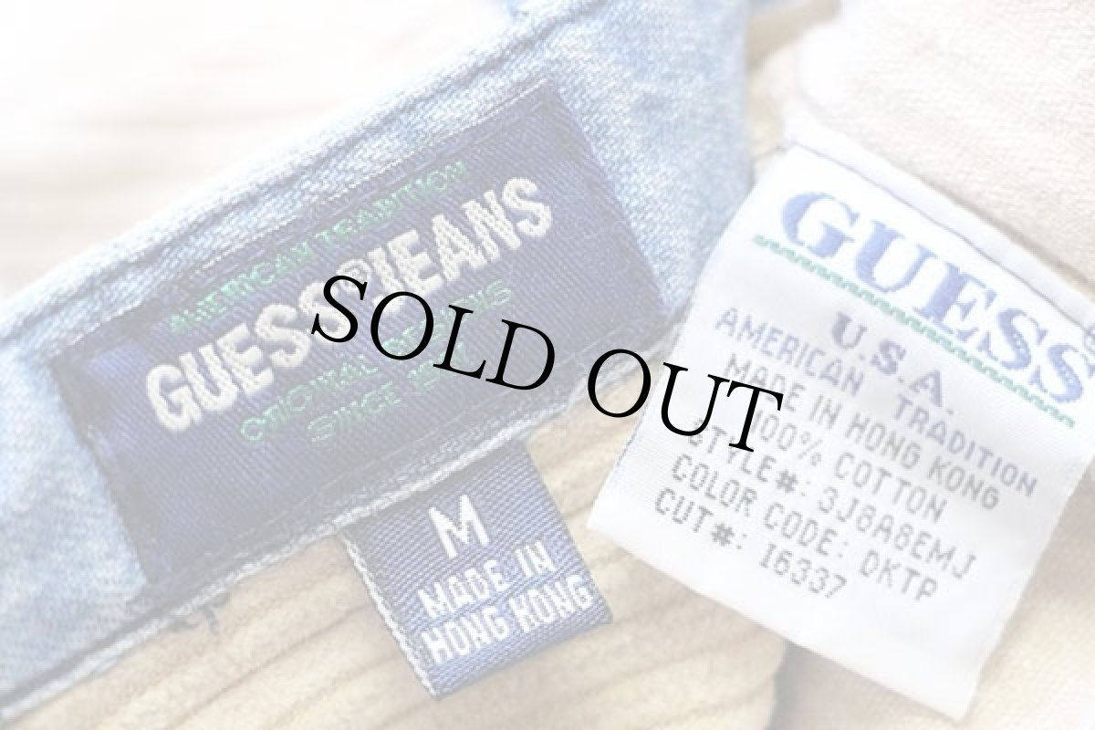 画像4: 90s GUESS JEANS ゲス スタンドカラー コットン 極太畝 コーデュロイ シャツジャケット ベージュ M (4)