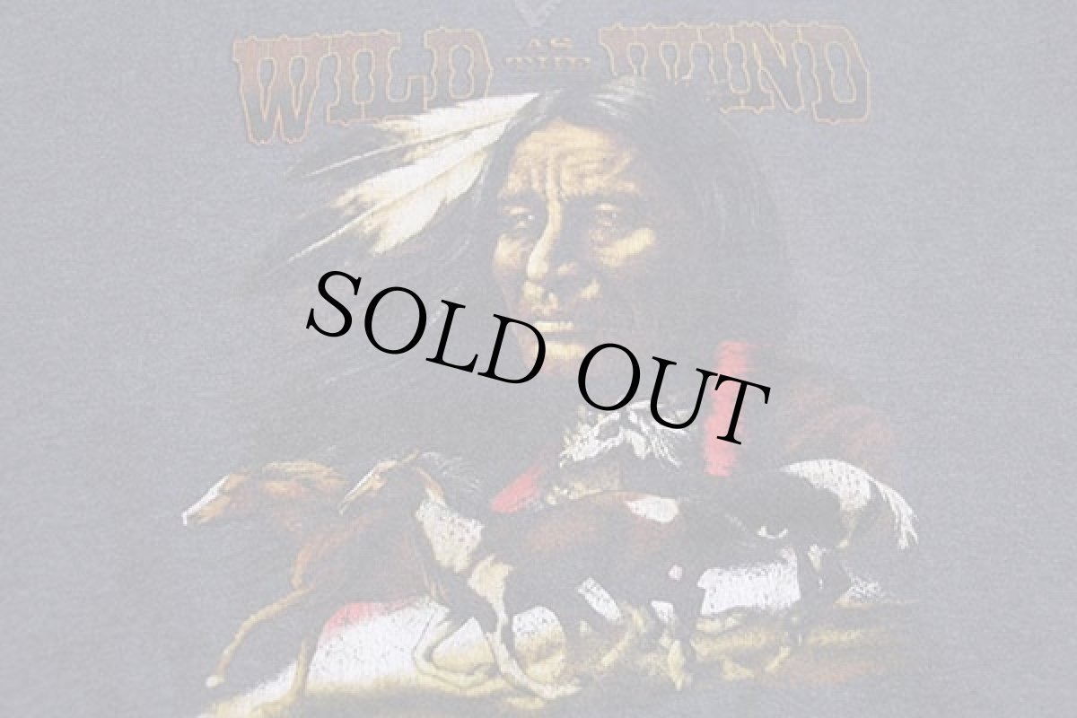 画像3: 90s USA製 WILD AS THE WIND ネイティブ インディアン 前V スウェット チャコールグレー M (3)