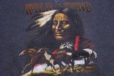 画像3: 90s USA製 WILD AS THE WIND ネイティブ インディアン 前V スウェット チャコールグレー M (3)