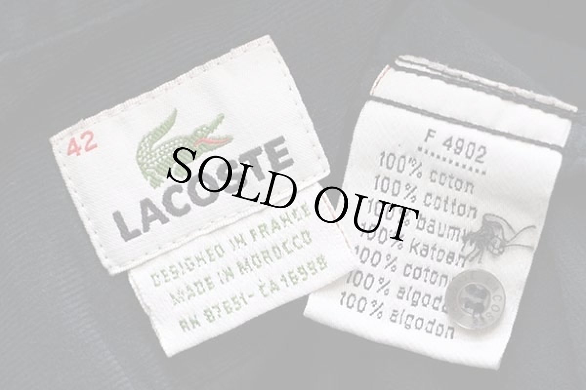 画像4: 90s LACOSTEラコステ ワンポイント ボタンダウン コットン コーデュロイシャツ 黒 42 (4)