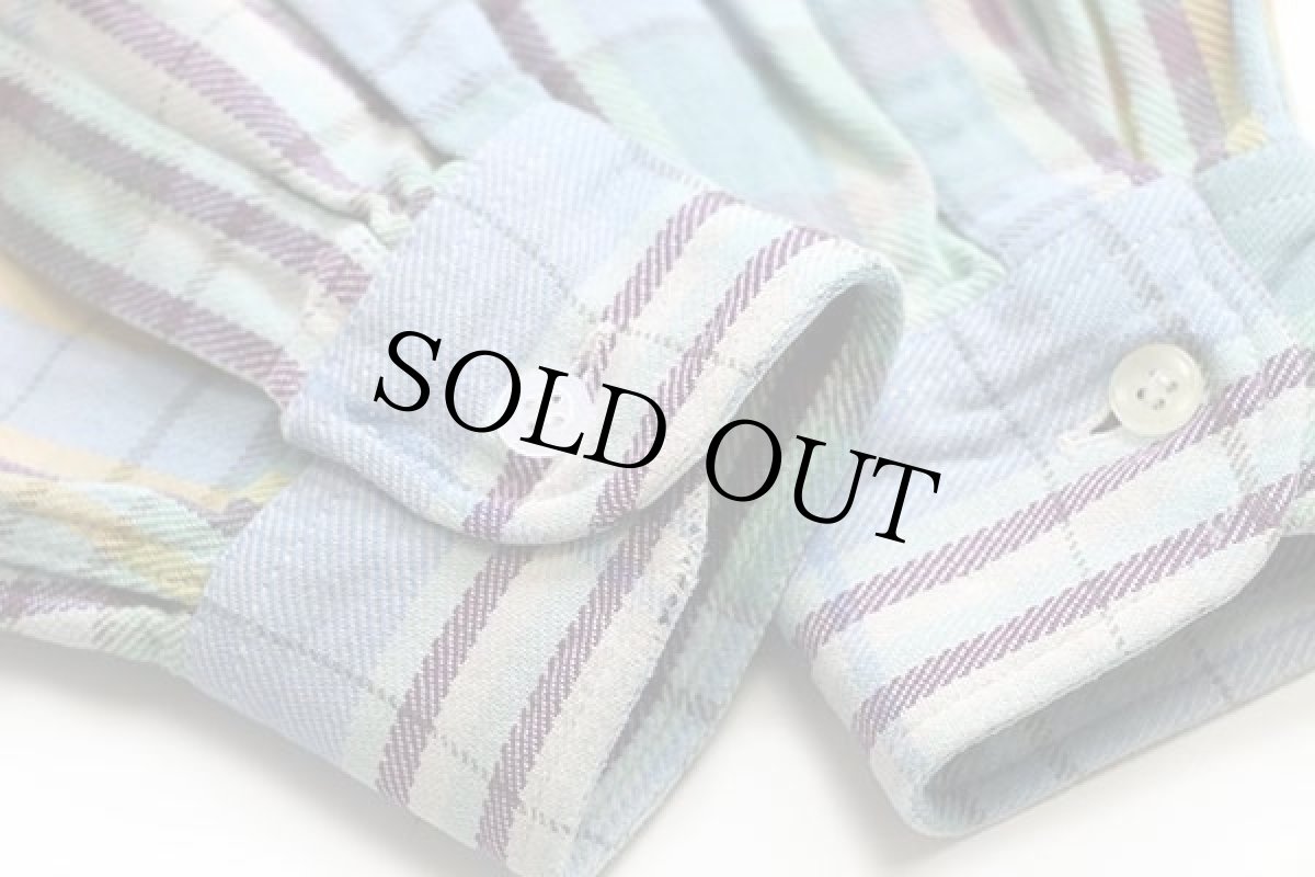 画像5: イタリア製 le CAMICIE マドラスチェック コットン フランネルシャツ M (5)