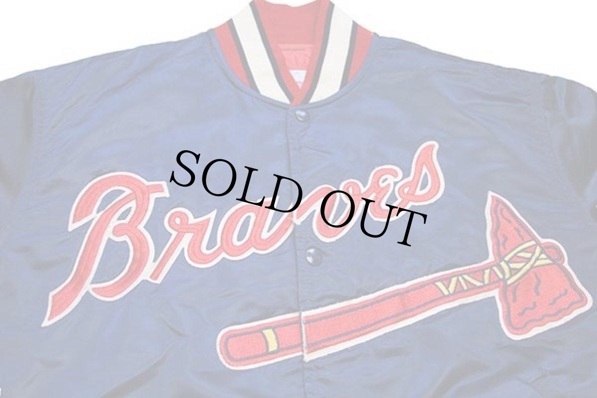 画像3: 90s USA製 STARTERスターター MLB Atlanta Braves キルティングライナー ナイロンスタジャン 紺 XL (3)