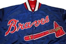 画像3: 90s USA製 STARTERスターター MLB Atlanta Braves キルティングライナー ナイロンスタジャン 紺 XL (3)