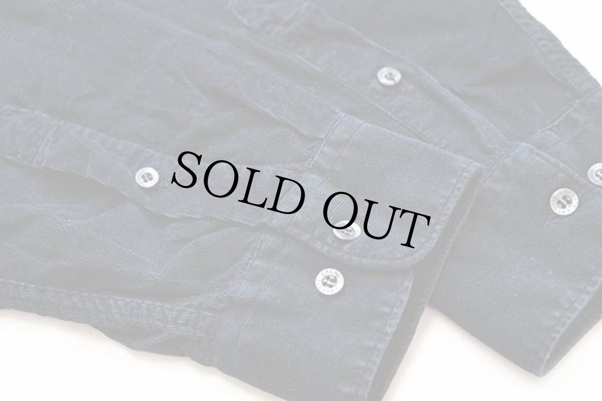 画像6: 90s LACOSTEラコステ ワンポイント ボタンダウン コットン コーデュロイシャツ 黒 42 (6)