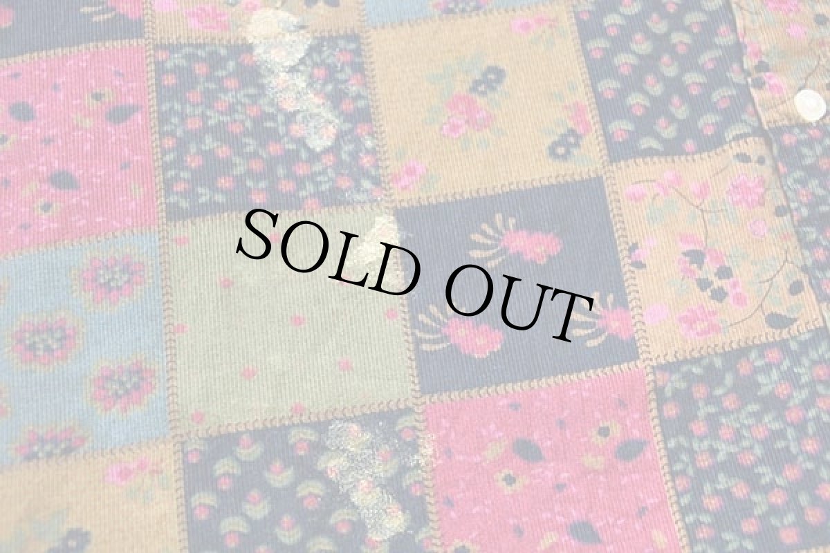 画像7: THE GOLF CLUB 小花柄 パッチワーク柄 コットン プリントコーデュロイシャツ XL (7)