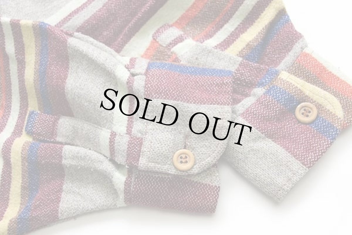 画像6: イタリア製 AZZURRA ラグ柄 ウール混 シャツ XL (6)