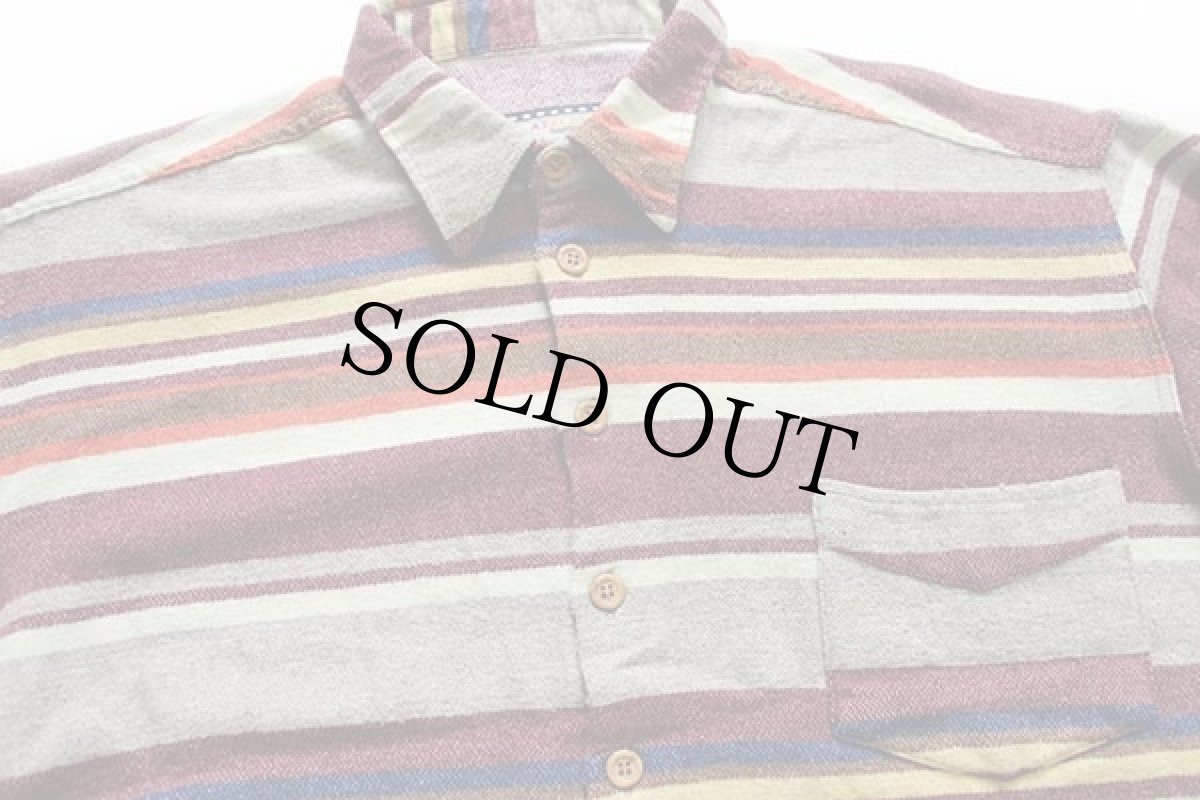 画像3: イタリア製 AZZURRA ラグ柄 ウール混 シャツ XL (3)