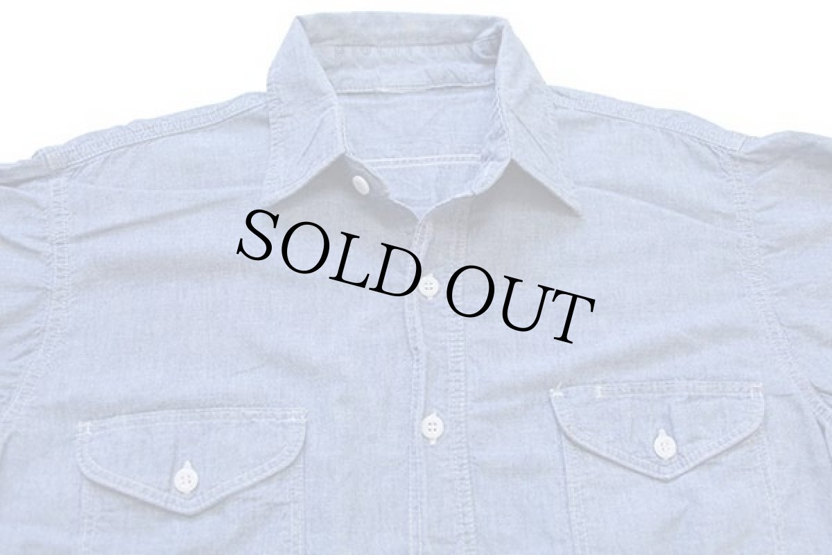 画像3: 80s UNKNOWN コットン シャンブレーシャツ (3)