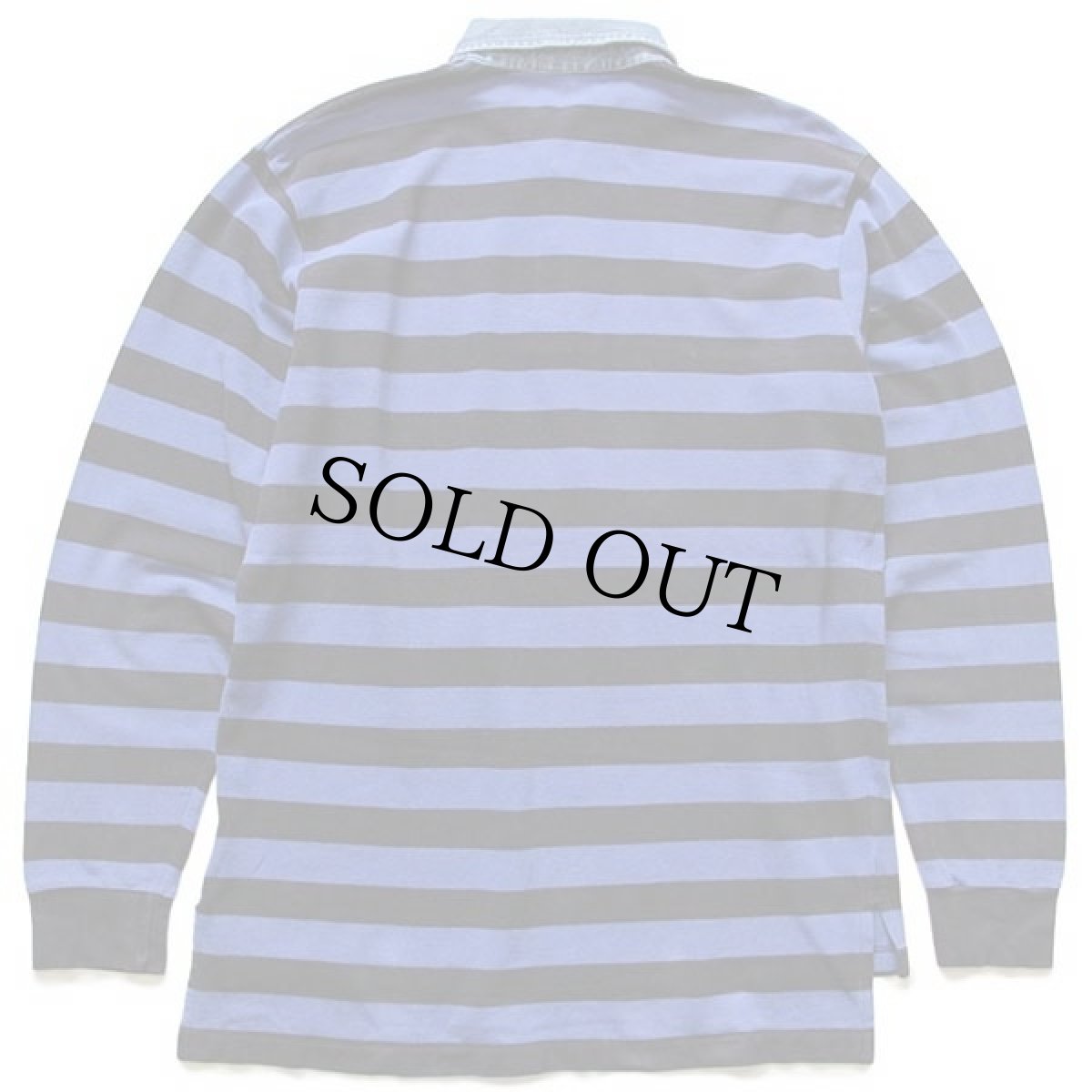 画像2: 90s ポロ ラルフローレン ボーダー コットン 鹿の子 長袖ポロシャツ 青×紺 L (2)