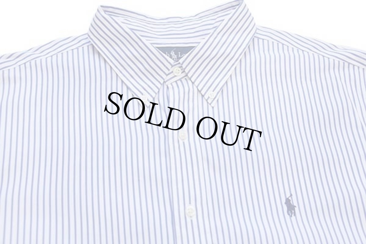 画像4: デッドストック★ラルフローレン ストライプ ボタンダウン コットンシャツ サックス×白 17.5 (4)