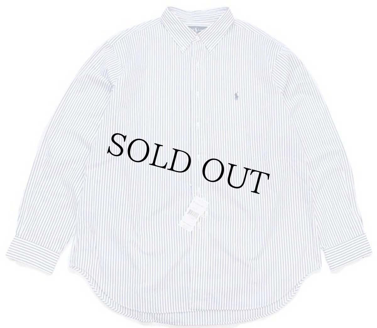 画像2: デッドストック★ラルフローレン ストライプ ボタンダウン コットンシャツ サックス×白 17.5 (2)