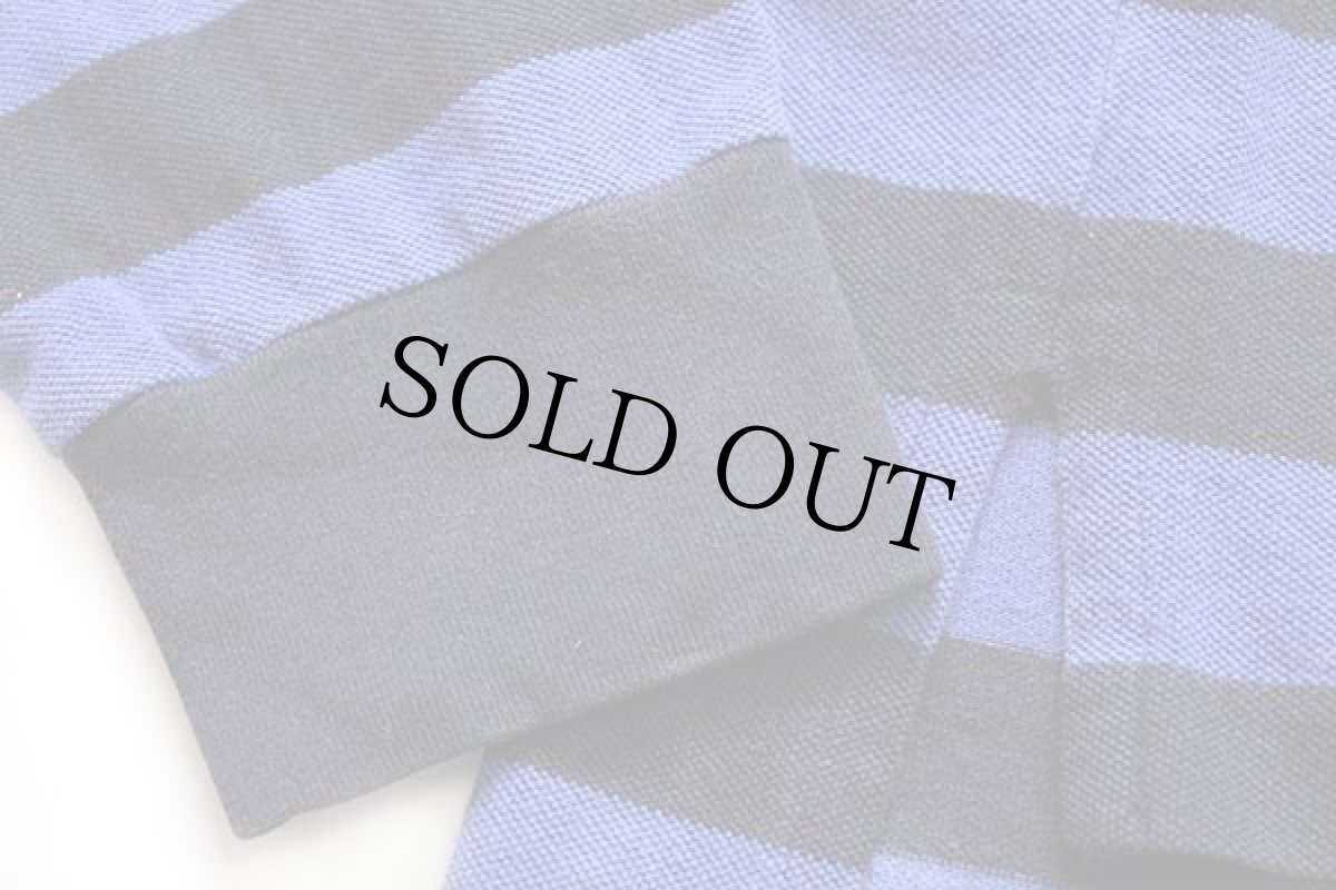 画像5: 90s ポロ ラルフローレン ボーダー コットン 鹿の子 長袖ポロシャツ 青×紺 L (5)