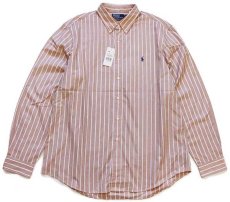 画像2: デッドストック★ポロ ラルフローレン ストライプ ボタンダウン コットンシャツ タン×白 XL (2)