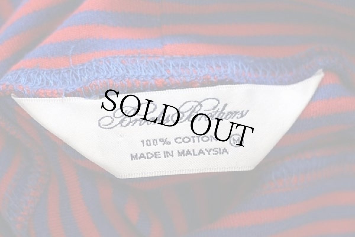 画像4: 90s Brooks Brothersブルックスブラザーズ タートルネック ボーダー カットソー 赤×青 M (4)