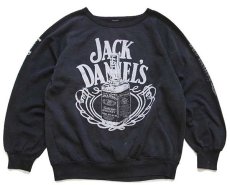 画像1: 80s JACK DANIEL'S ジャックダニエル 両面プリント スウェット 黒 フェード (1)