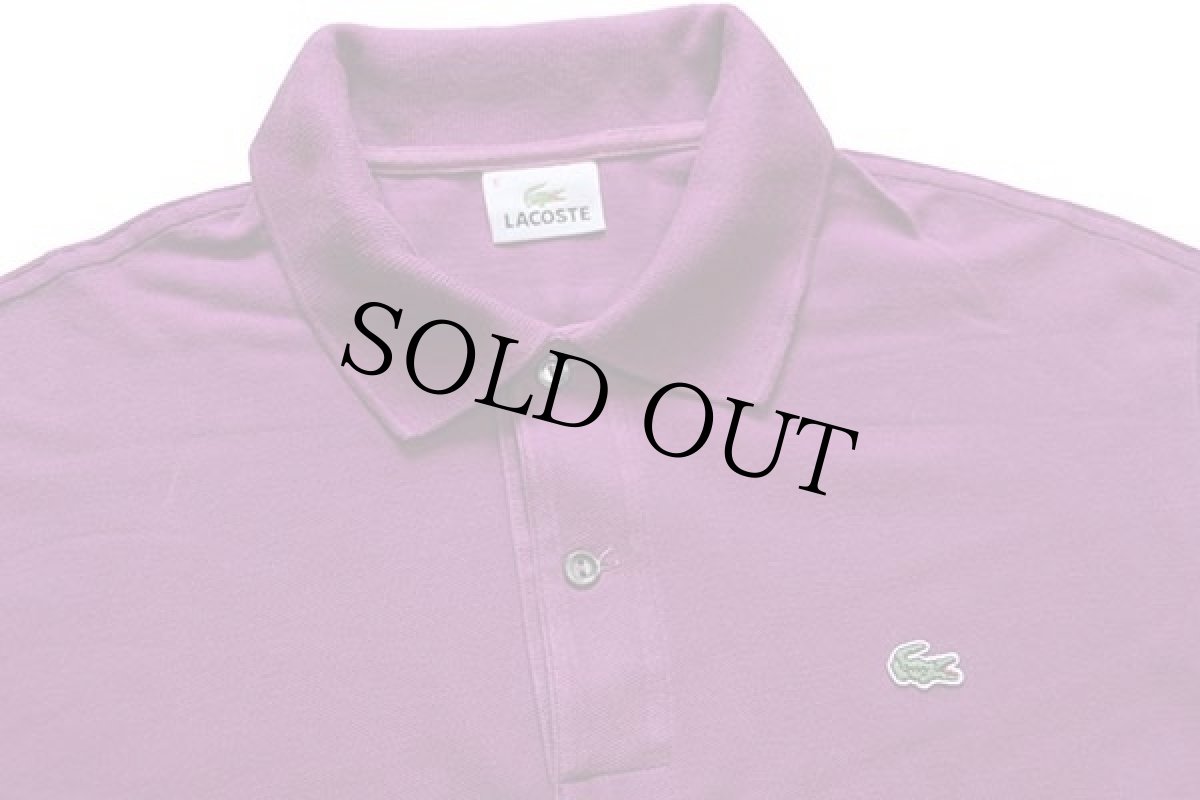 画像2: 90s LACOSTEラコステ ワンポイント コットン 鹿の子 長袖ポロシャツ 紫 6 (2)