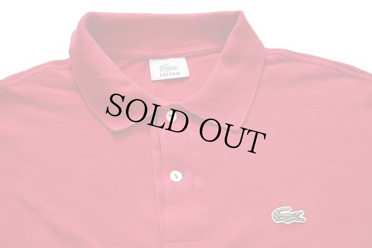 画像2: 80s フランス製 LACOSTEラコステ ワンポイント コットン 鹿の子 長袖ポロシャツ 赤 6 (2)
