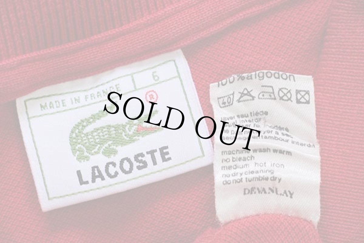 画像3: 80s フランス製 LACOSTEラコステ ワンポイント コットン 鹿の子 長袖ポロシャツ 赤 6 (3)
