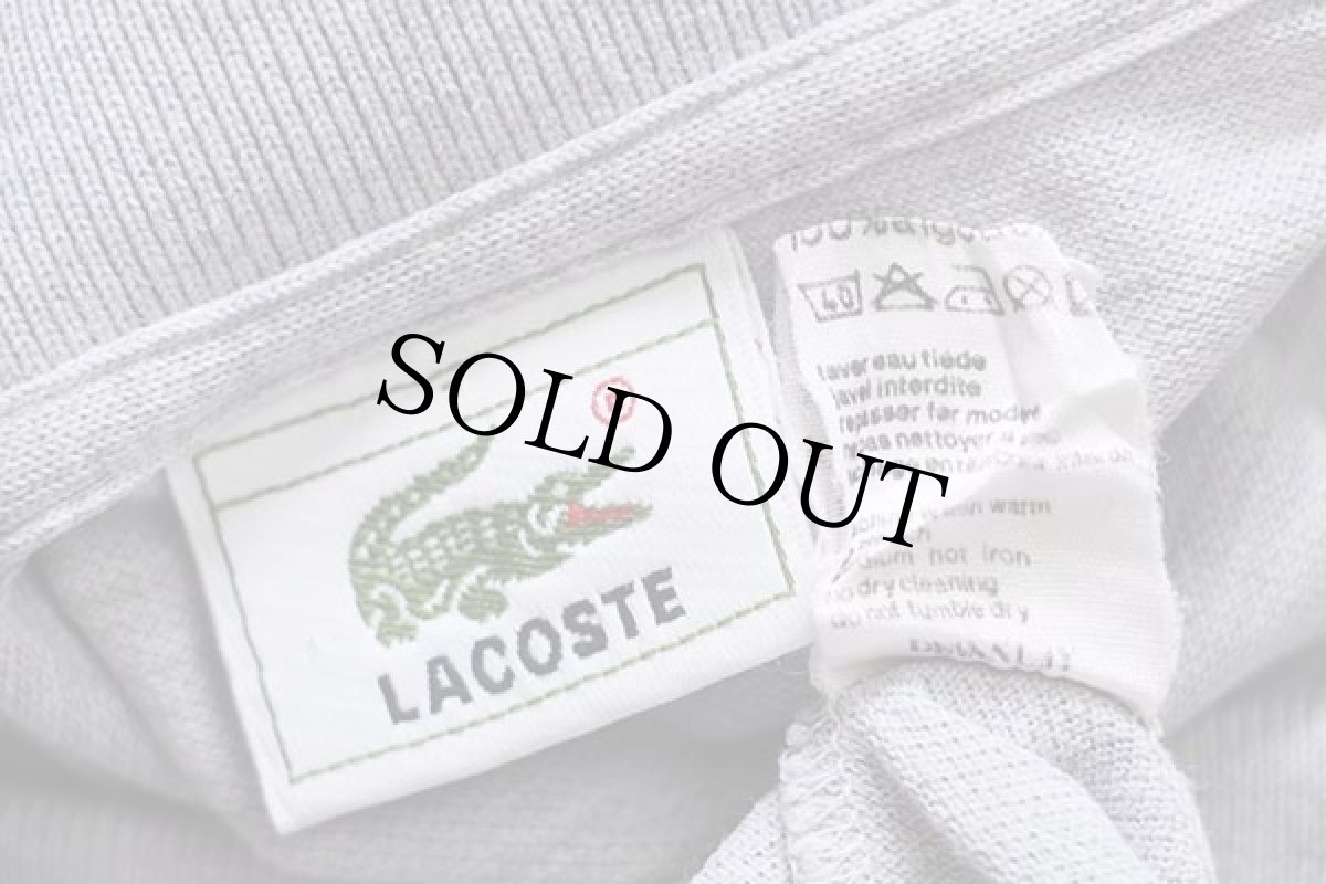 画像3: 80s LACOSTEラコステ ワンポイント コットン 鹿の子 長袖ポロシャツ 杢グレー 7 (3)