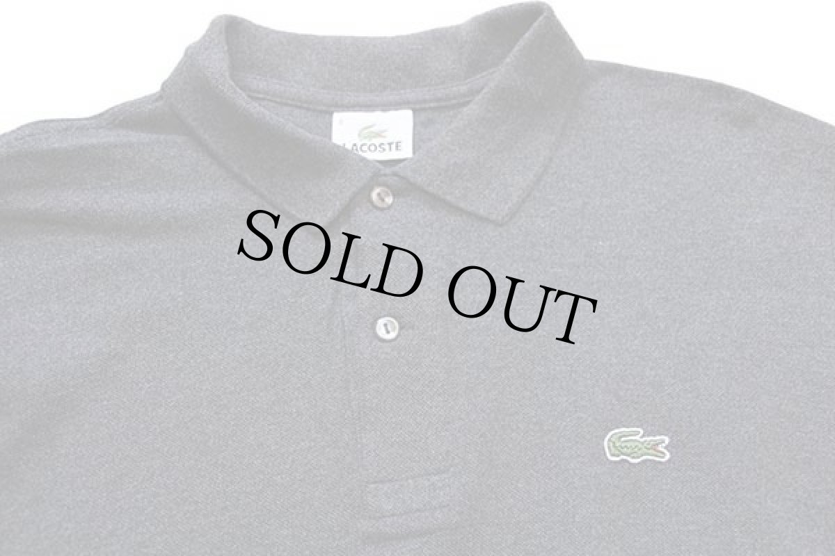 画像2: 00s LACOSTEラコステ ワンポイント コットン 鹿の子 長袖ポロシャツ チャコールグレー 6 (2)