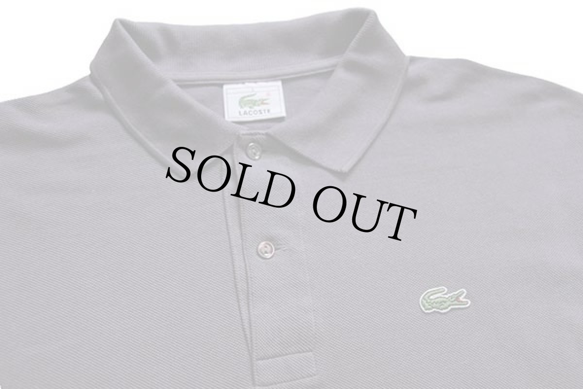 画像2: 80s LACOSTEラコステ ワンポイント コットン 鹿の子 長袖ポロシャツ グレー 5 (2)
