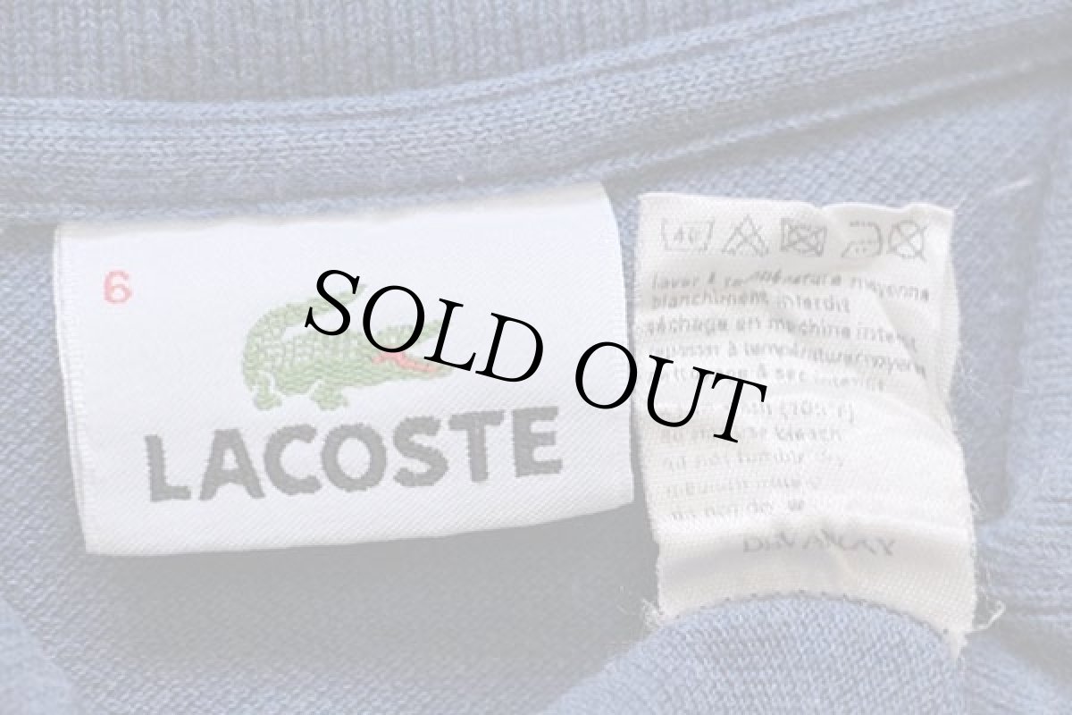 画像3: 90s LACOSTEラコステ ワンポイント コットン 鹿の子 長袖ポロシャツ 薄紺 6 (3)