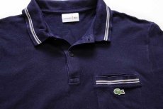 画像3: LACOSTEラコステ ワンポイント ポケット付き コットン 鹿の子 長袖ポロシャツ 紺 6 (3)