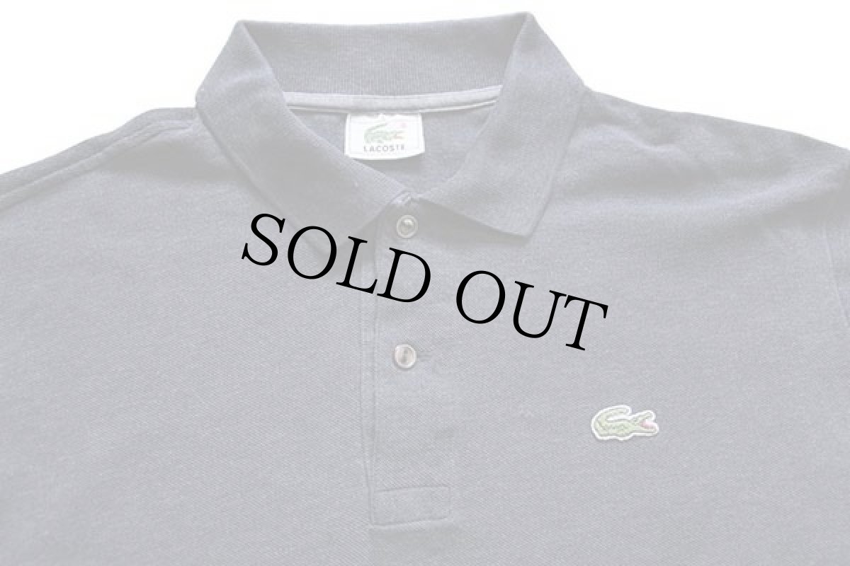 画像2: 80s LACOSTEラコステ ワンポイント コットン 鹿の子 長袖ポロシャツ チャコールグレー 5 (2)