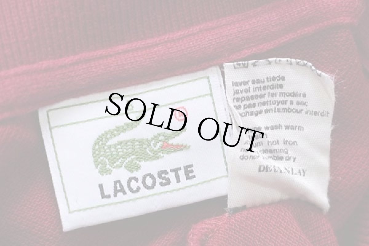 画像3: 80s LACOSTEラコステ ワンポイント コットン 鹿の子 長袖ポロシャツ ワインレッド 6 (3)